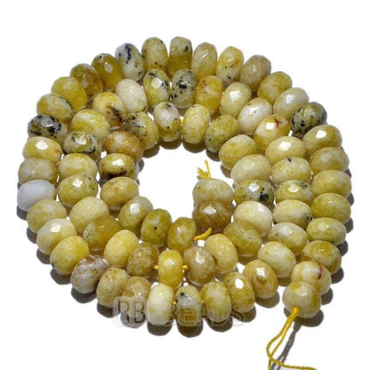 Natural Rondelle yellow Jasper Beads, Smooth Matte and Faceted 