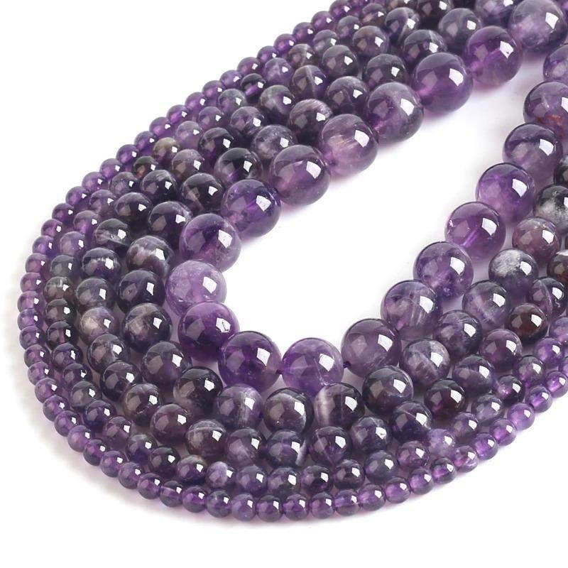 Natural Round Amethyst Beads, Size 2-12 mm, 15.5 inch strand 