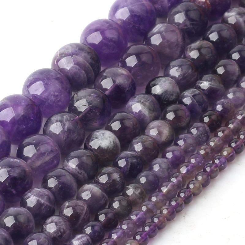 Natural Round Amethyst Beads, Size 2-12 mm, 15.5 inch strand 