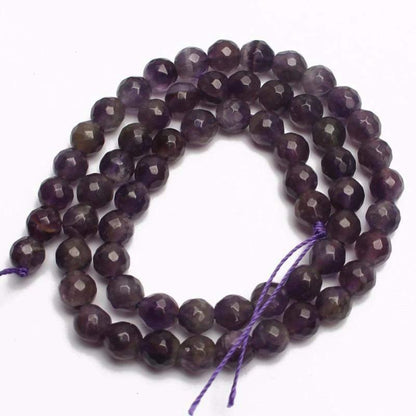 Natural Round Faceted Amethyst Beads, size 4-12mm, 15.5'' inch Strand 