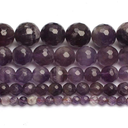 Natural Round Faceted Amethyst Beads, size 4-12mm, 15.5'' inch Strand 