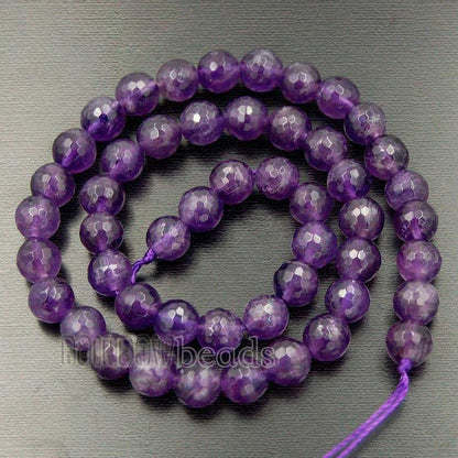 Natural Round Faceted Amethyst Beads, size 4-12mm, 15.5'' inch Strand 