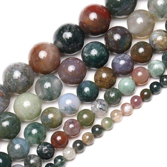 Natural Round Indian Agate Beads,  4-16mm, 15.5'' inch full Strand 