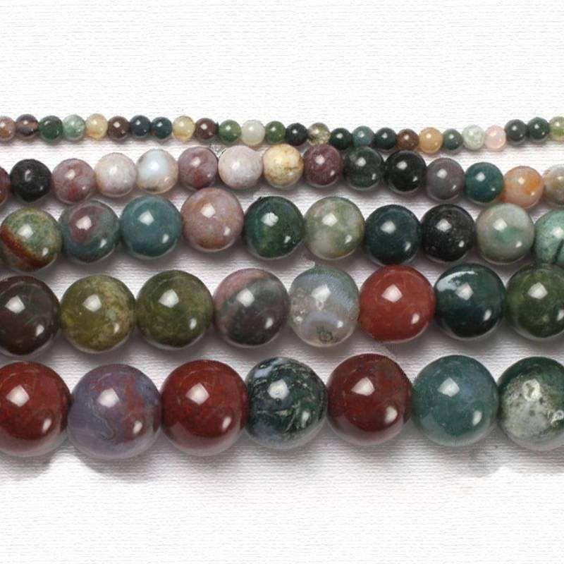 Natural Round Indian Agate Beads,  4-16mm, 15.5'' inch full Strand 