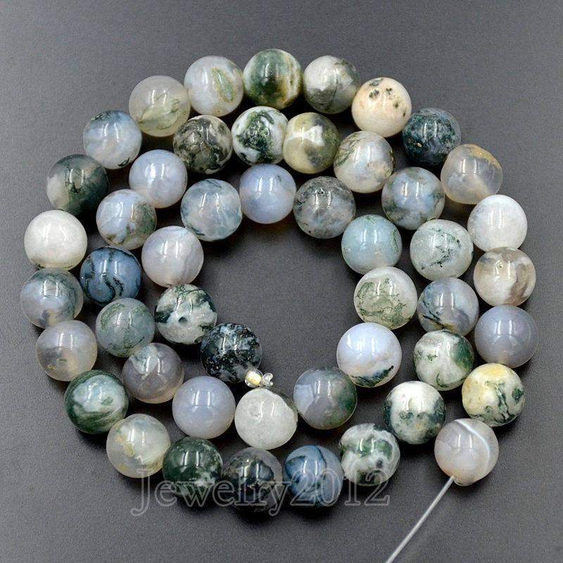 Natural Round Tree Agate Beads, 4-10mm, 15.5'' inch strand 
