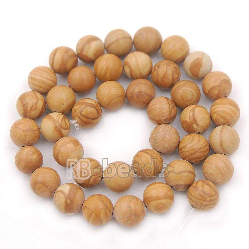 Natural Round Wood Grain Jasper Brown Beads,  4-10mm, 15.5'' strand 
