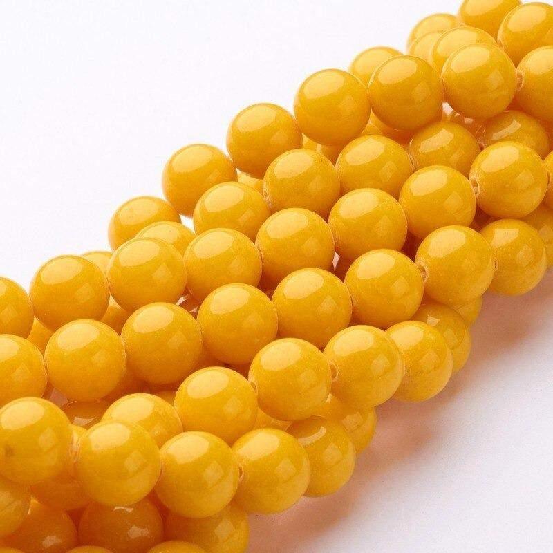Natural Round Yellow Jade Beads, 15.5'' strand, 4-12mm 