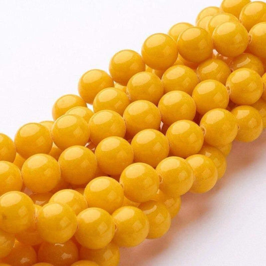 Natural Round Yellow Jade Beads, 15.5'' strand, 4-12mm 