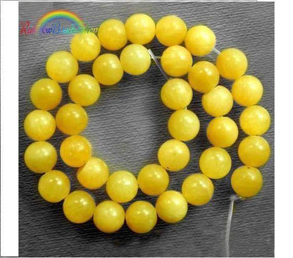 Natural Round Yellow Jade Beads, 15.5'' strand, 4-12mm 