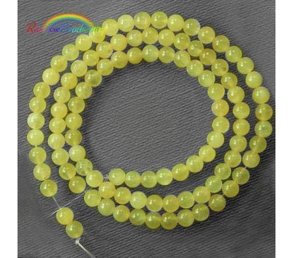 Natural Round Yellow Jade Beads, 15.5'' strand, 4-12mm 
