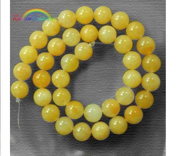 Natural Round Yellow Jade Beads, 15.5'' strand, 4-12mm 