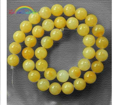 Natural Round Yellow Jade Beads, 15.5'' strand, 4-12mm 