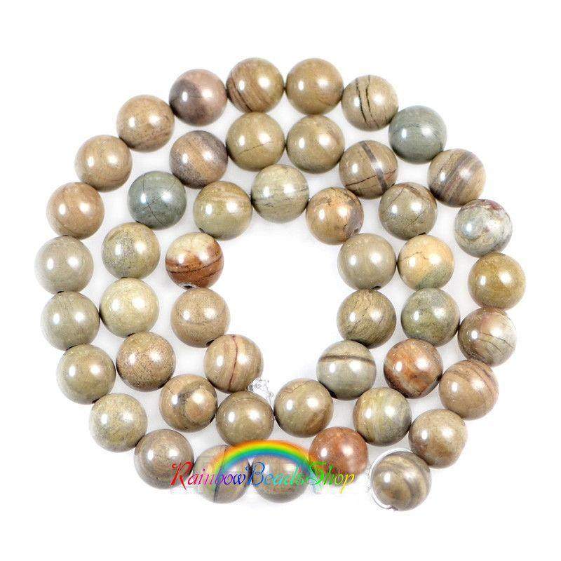Natural Silver Leaf Jasper Round beads, 4-12mm, 15.5'' strand 