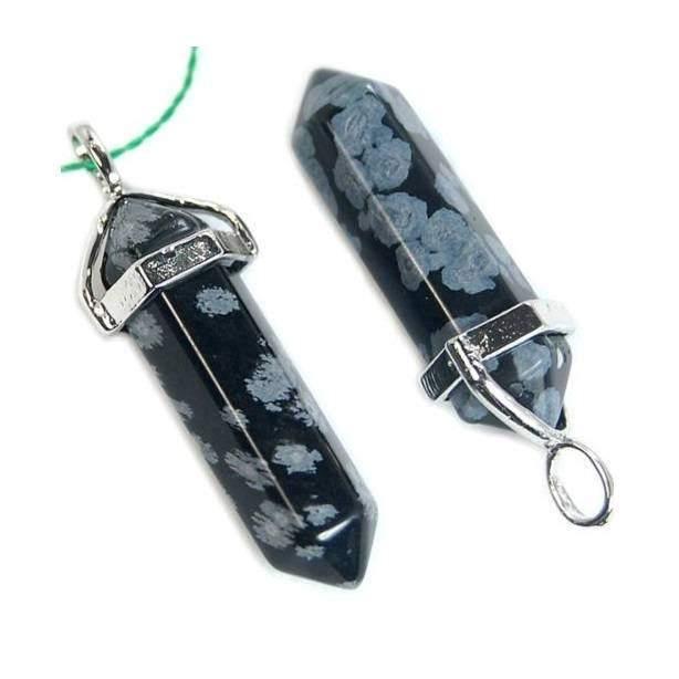 Natural SnowFlake Jasper double Terminated Point Pendant Gemstone Rock Crystal healing point chakra Reiki pendant bead, Chakra Stone 