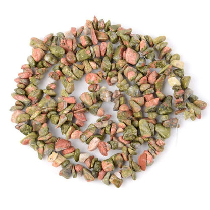 Natural Unakite Jasper Chip Beads, 5~8mm 34 Inc per strand 
