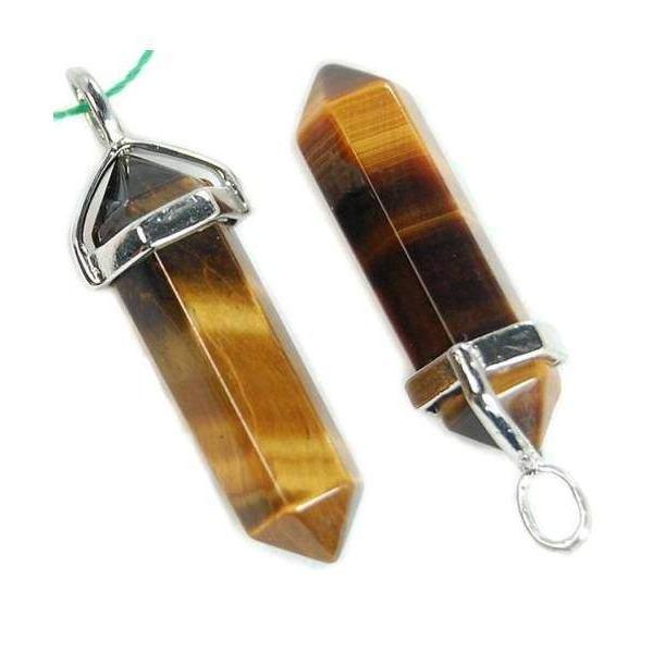Natural Yellow Tiger Eye double Terminated, Reiki Point Pendant beads, Gemstone, Crystal healing, Chakra Stone bead, Rock chakra pendant 