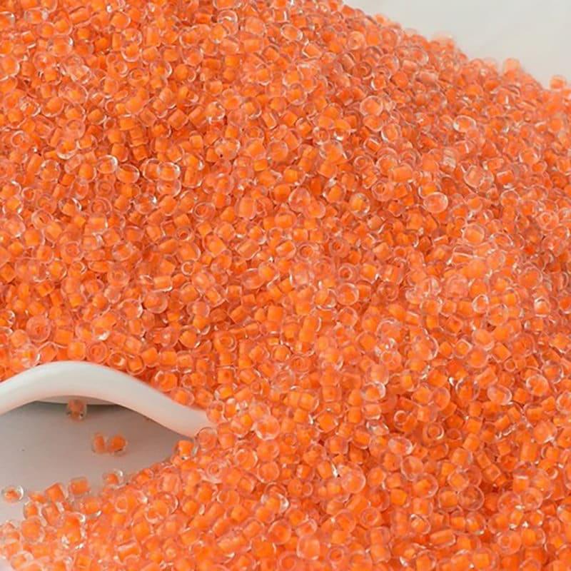 Orange Lined Tiny Miyuki Delica seed beads, 2mm 12/0  japanese preciosa round small glass, 1000pcs 