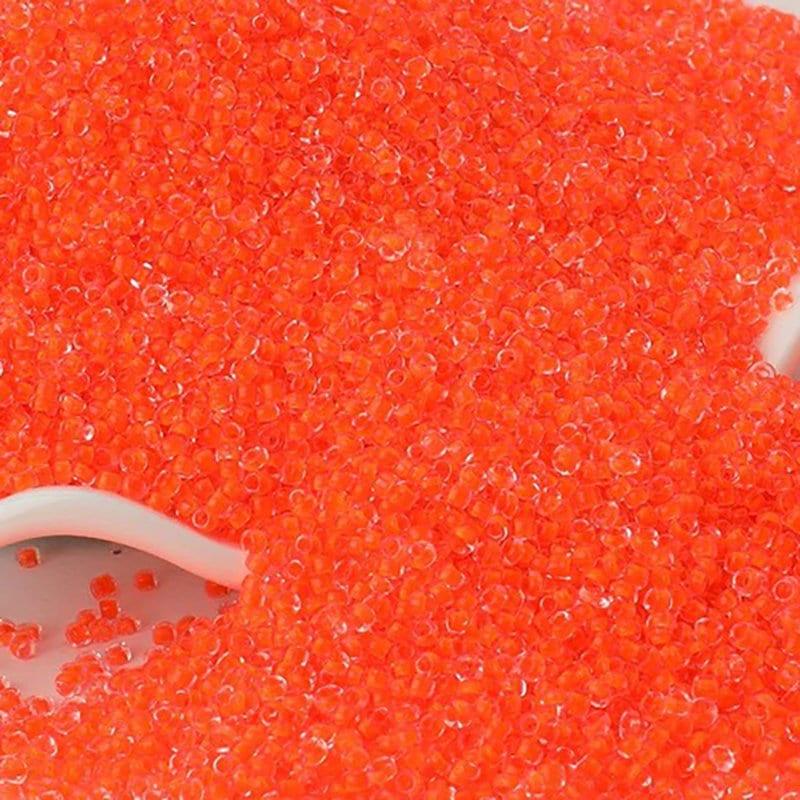 Orange Lined Transparen japanese seed beads, 2mm 12/0  Miyuki Delica small glass beads, Austria round beads, Clear, 1000 pcs 