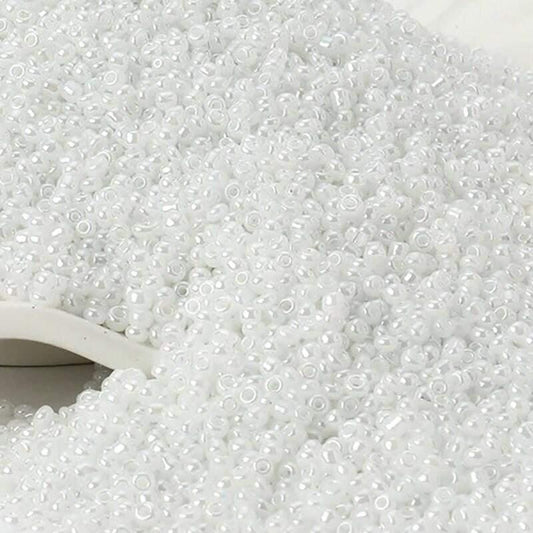 Pearl White japanese seed beads, glass Austria Miyuki Delica round small beads, 1000pcs, 2mm 12/0 