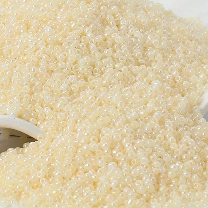 Pearl Yellow japanese seed beads, glass Austria Miyuki Delica round small beads, 1000pcs, 2mm 12/0 