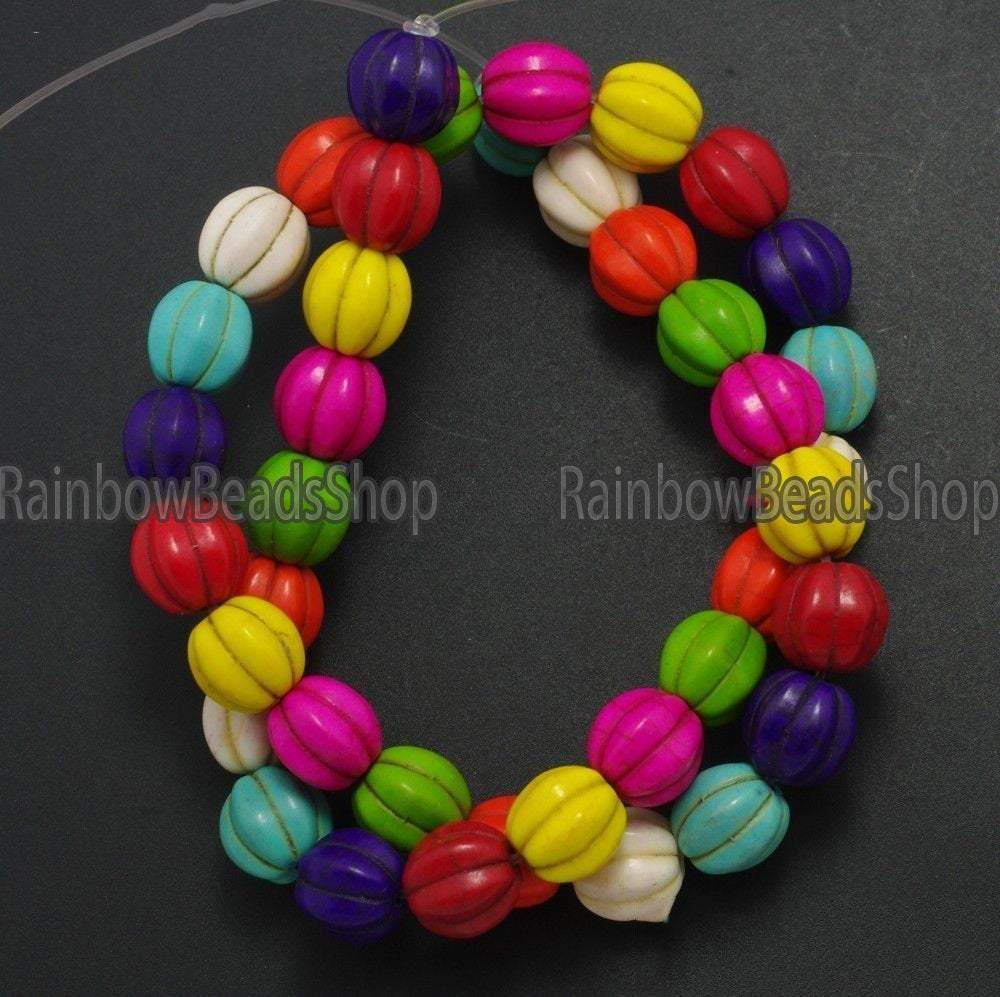 Pumpkin Mixed Howlite beads, 10-14mm, 16'' strand 