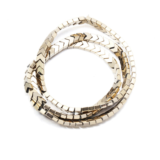 Pyrite  V Shape Arrowheaded Hematite  Beads, 2x4x6mm 16'' strand 