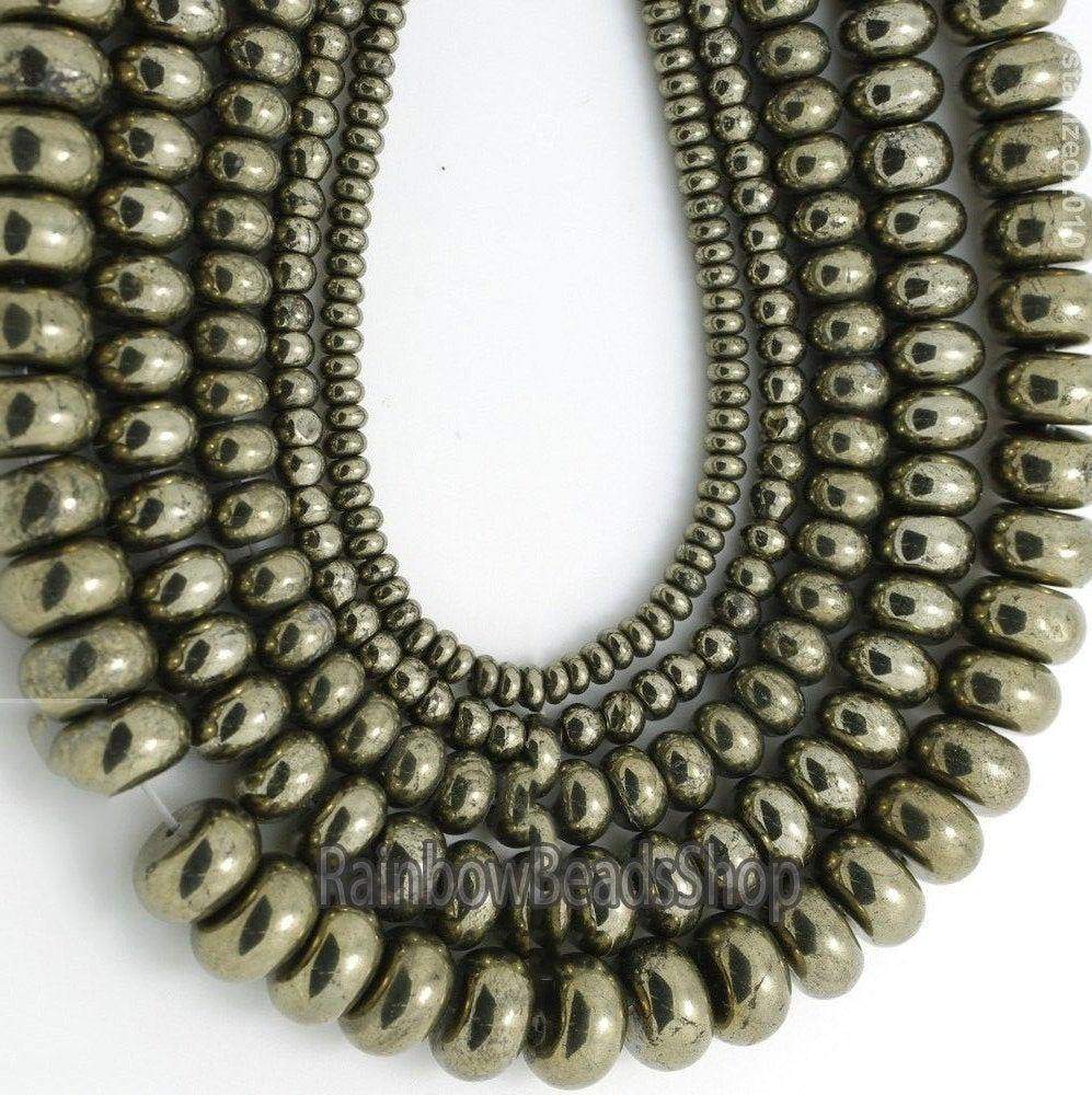 Rondelle iron pyrite natural beads, 2x3mm 3x4mm 4x6mm 5x8mm 6x10mm bead jewelry loose beading stone, natural gemstone 