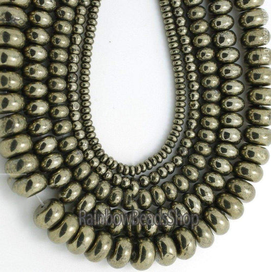 Rondelle iron pyrite natural beads, 2x3mm 3x4mm 4x6mm 5x8mm 6x10mm bead jewelry loose beading stone, natural gemstone 