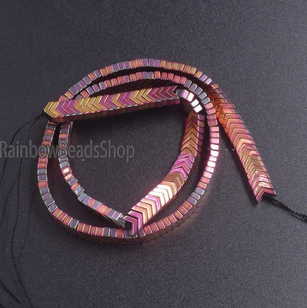 Rose V Shape Arrowheaded Hematite  Beads, 2x4x6mm 16'' strand 