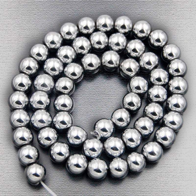 Round Wholesale Silver Hematite Beads, Wholesale Lot, 4-12 mm 