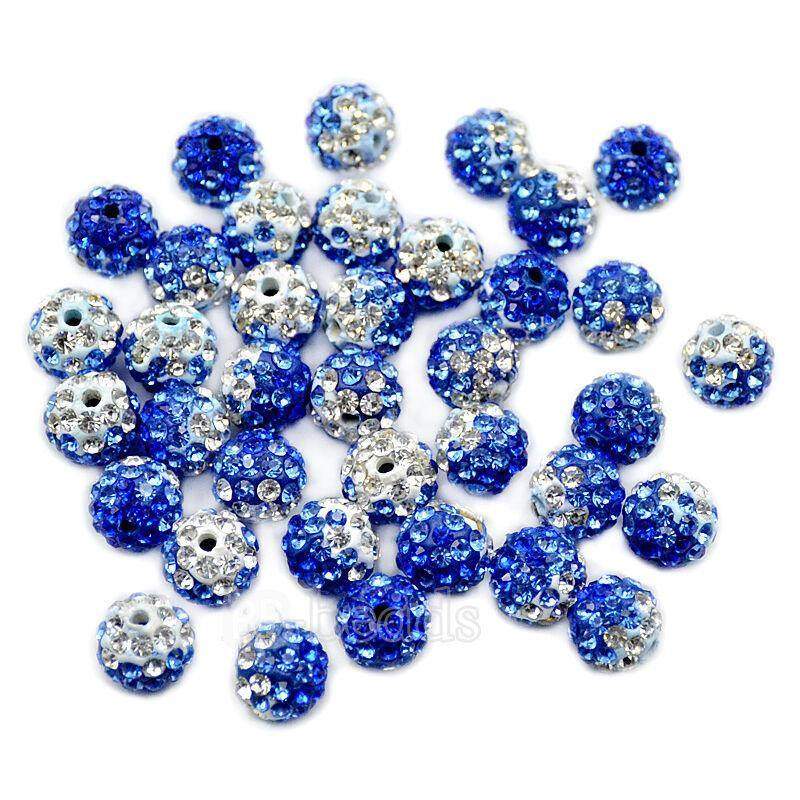 Sapphire Clear Crystal Rhinestone Round Beads, 6mm 8mm 8mm 10mm 12mm Pave Clay Disco Ball Bead Chunky Bubble Gum Beads Gumball Acrylic Beads 