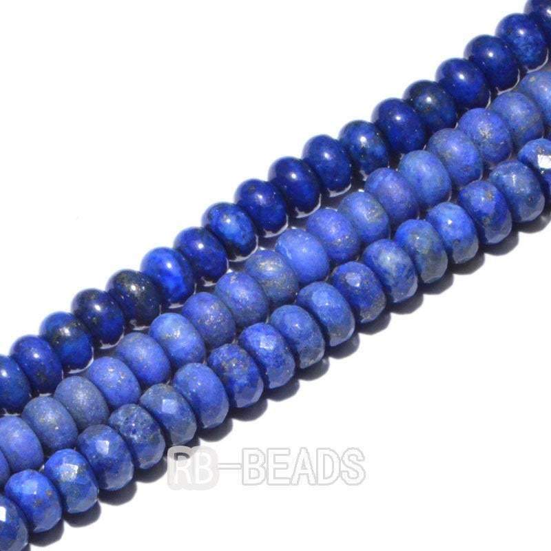 Semiprecious Natural Rondelle Disk Lapis Lazuli Beads, Smooth Matte and Faceted Stone Beads,  Loose 4x6mm 5x8mm, 15.5'' strand 