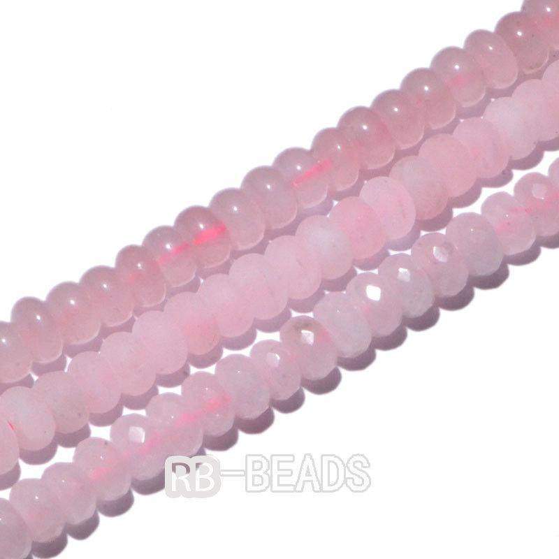 semiprecious Natural Rondelle Disk Rose Quartz Beads, Smooth Matte and Faceted Stone Beads,  Loose 4x6mm 5x8mm Jewelry beads, 15.5'' strand 