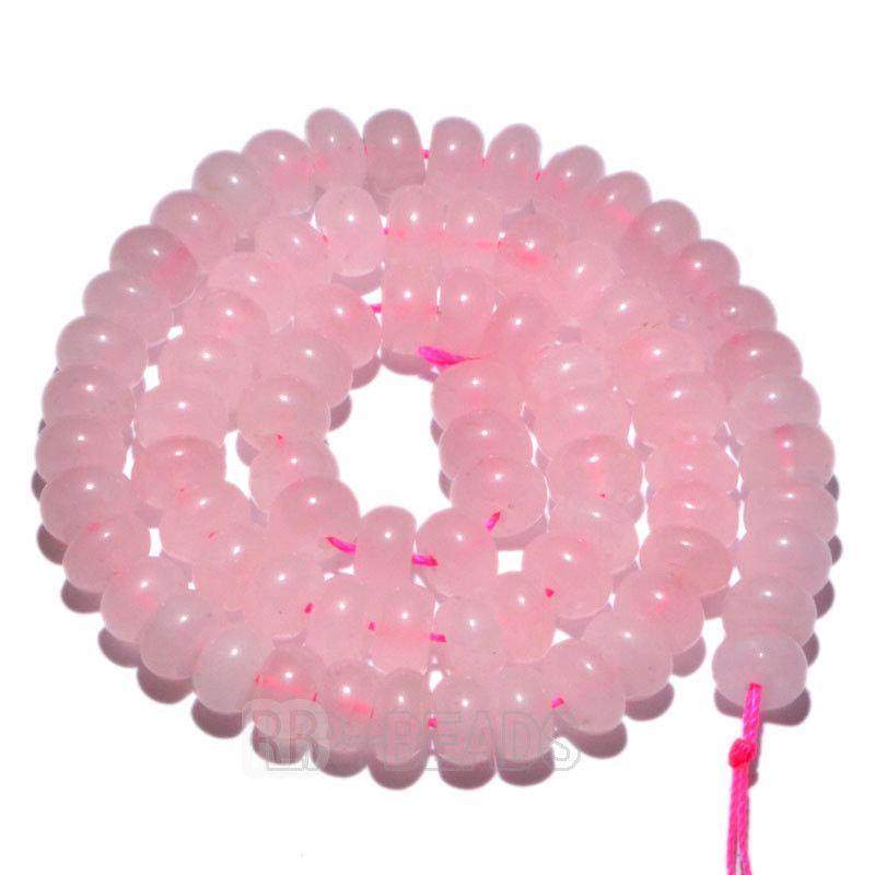semiprecious Natural Rondelle Disk Rose Quartz Beads, Smooth Matte and Faceted Stone Beads,  Loose 4x6mm 5x8mm Jewelry beads, 15.5'' strand 
