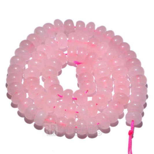 semiprecious Natural Rondelle Disk Rose Quartz Beads, Smooth Matte and Faceted Stone Beads,  Loose 4x6mm 5x8mm Jewelry beads, 15.5'' strand 