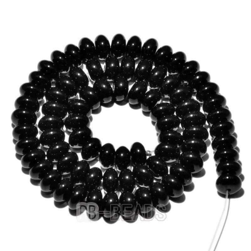 Semiprecious Rondelle Disk Black Agate Beads, Smooth Matte and Faceted 