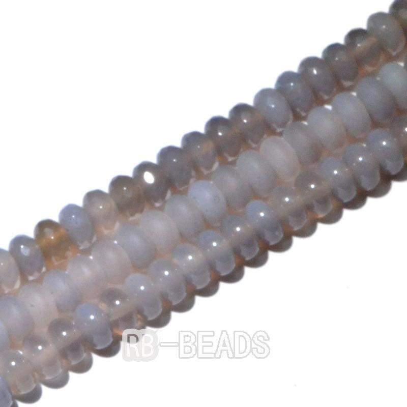 Semiprecious Rondelle Disk Gray Agate Beads, Smooth Matte and Faceted 