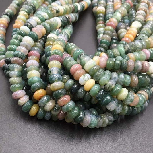 Semiprecious Rondelle Disk Indian Agate Beads, Smooth Matte or Faceted 