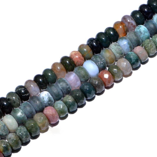 Semiprecious Rondelle Disk Indian Agate Beads, Smooth Matte or Faceted 