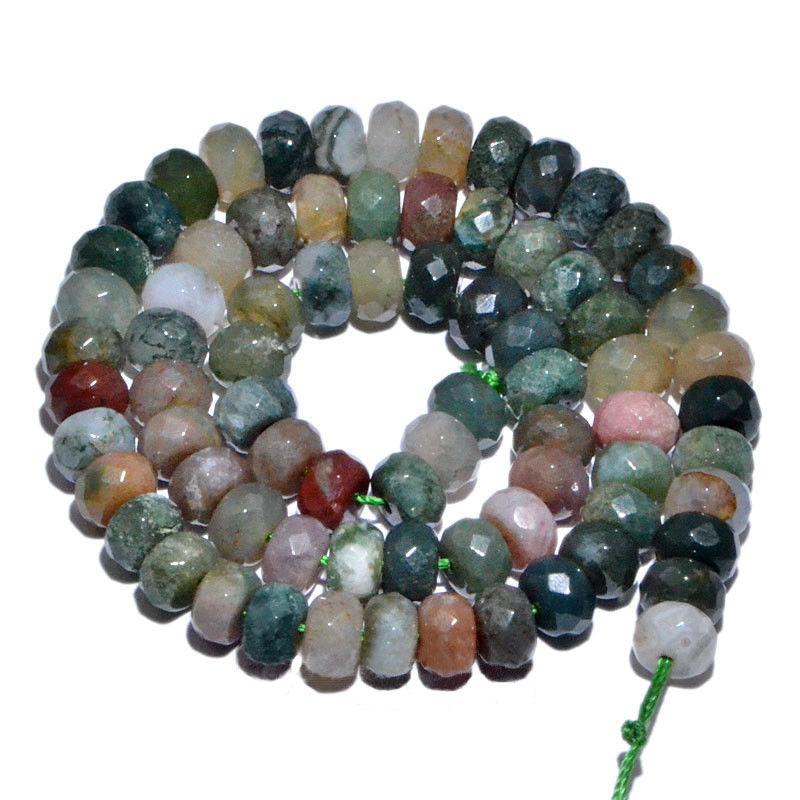 Semiprecious Rondelle Disk Indian Agate Beads, Smooth Matte or Faceted 