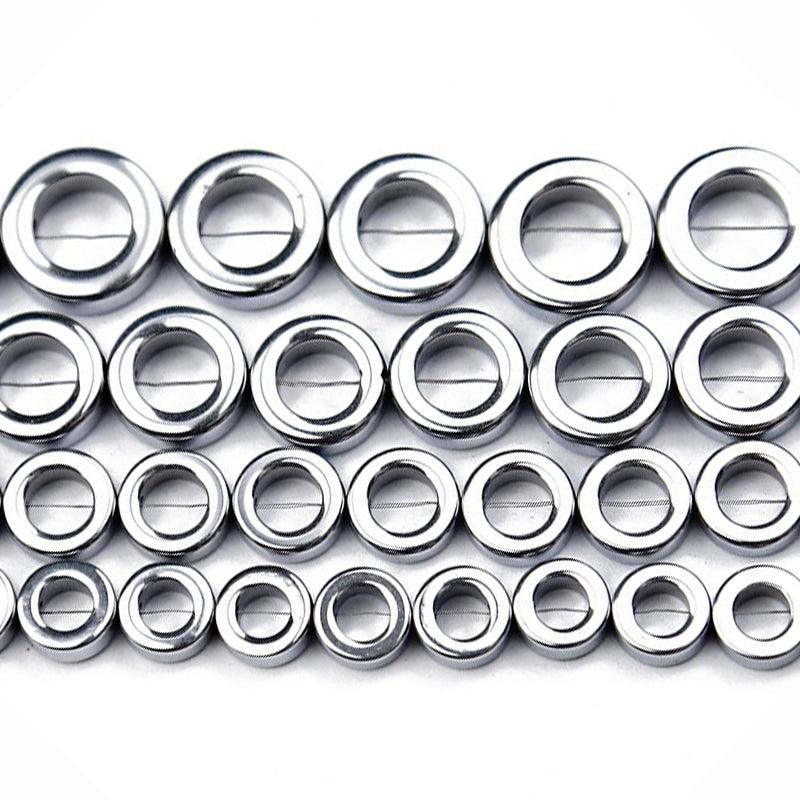 Silver Natural Ring Hematite Beads, 4x12 mm, 16'' strand 