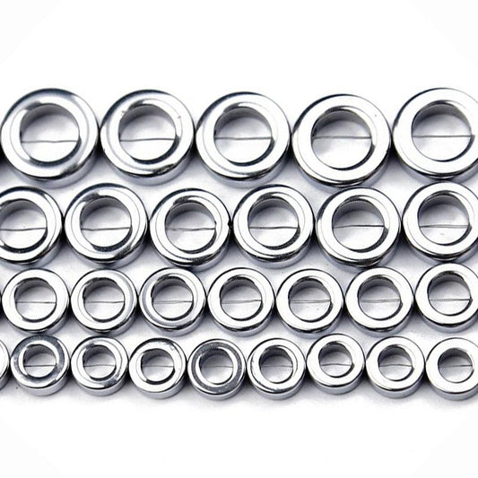 Silver Natural Ring Hematite Beads, 4x12 mm, 16'' strand 