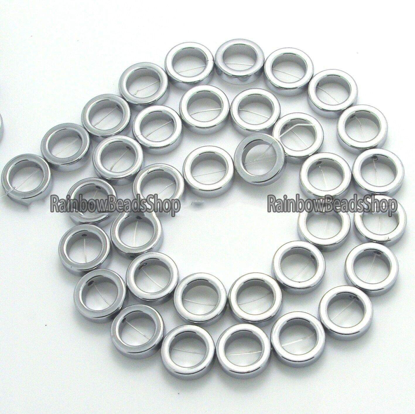 Silver Natural Ring Hematite Beads, 4x12 mm, 16'' strand 