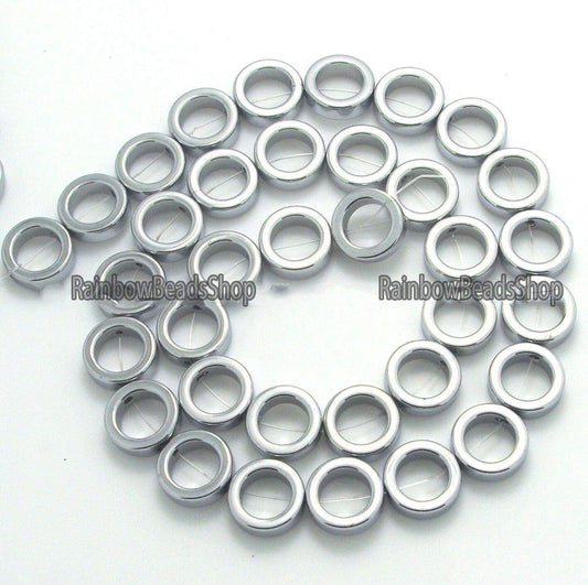 Silver Natural Ring Hematite Beads, 4x12 mm, 16'' strand 