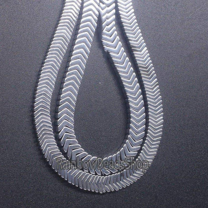 Silver V Shape Arrowheaded Hematite Beads, 2x4x6mm 16'' strand 