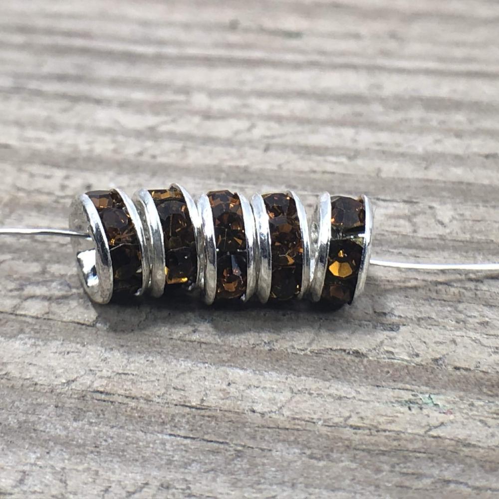 Smoked Topaz Czech Crystal Rhinestone Silver Rondelle Spacer Beads 100pcs 4mm 5mm 6mm 8mm 10mm beadig jewelry making Craft Supplies Findings 