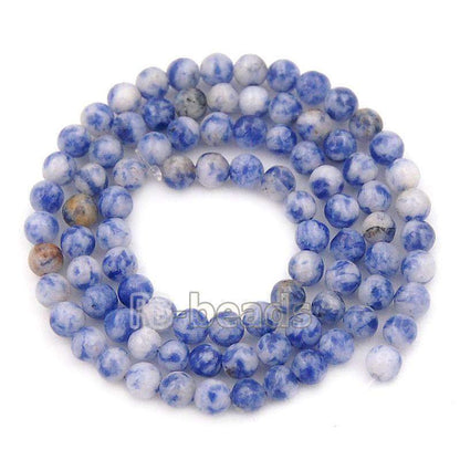 Smooth Blue Spot Jasper beads, 2-10mm Round beads, 15.5'' strand 