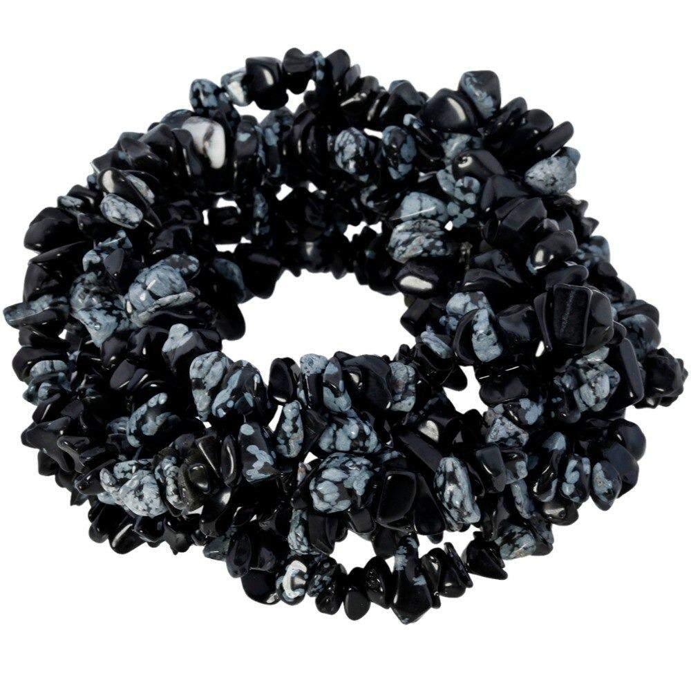 Snow Flake Obsidian Chip Beads, Gemstone Polished 5~8mm 34 Inc str, 