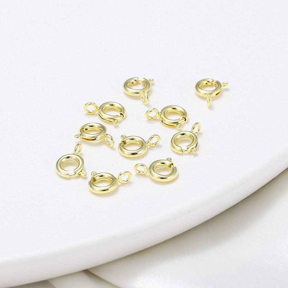 Spring Ring Clasp With Open Jump Ring, 18K Gold 