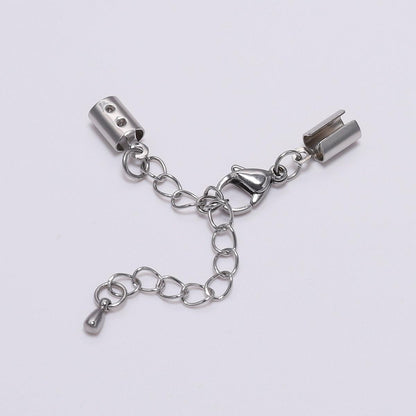 Stainless steel Lobster Clasp with Extender Chain, 5pcs 